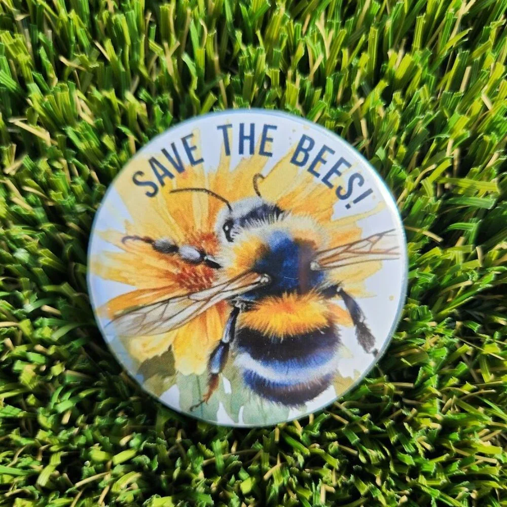 Set of 3 Button Pins Round Pin Lapel Pinback Beekeeping Honeybees Bee Save the B